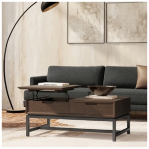 Simpli Home Banting Lift Top Coffee Table, Walnut Brown