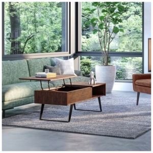 Simpli Home Lowry Lift Top Coffee Table, Distressed Charcoal Brown