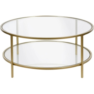 Sivil Round Coffee Table with Glass Shelf