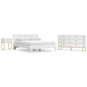 Socalle Queen Panel Platform Bed with Dresser and Nightstand, Two-tone