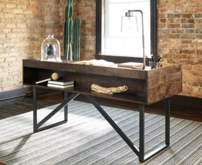 Starmore 3 Drawer 63" Home Office Desk, Brown