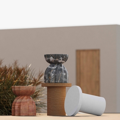 TOV Furniture Darcy Side Table, Travertine