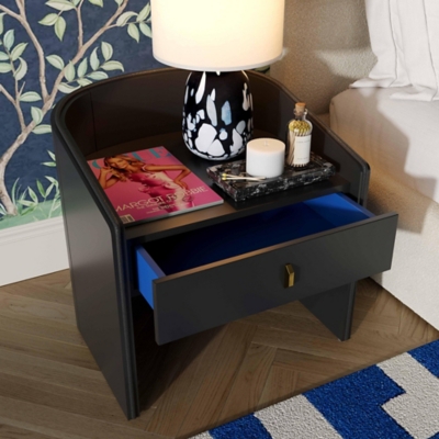 Tov Funriture Collins 22" Nightstand, Black