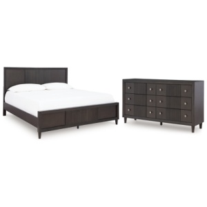 Urbantrack California King Panel Bed with Dresser, Dark Brown