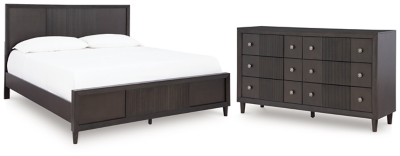 Urbantrack California King Panel Bed with Dresser, Dark Brown