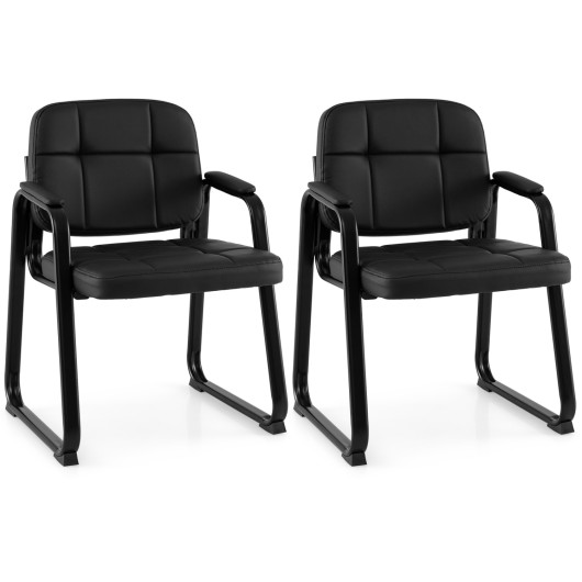 Waiting Room Guest Chairs Set of 2 Leather Office Reception Chairs-Set of 2