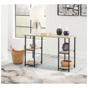 Waylowe 48" Double-Shelf Pedestal Home Office Desk, Natural/Black