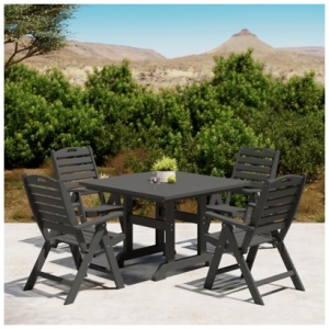 Westin Furniture Laguna Outdoor Square Dining Table and 4 Chairs, Gray