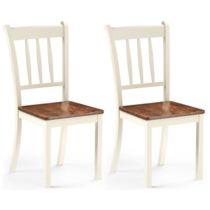 2 Pieces Solid Whitesburg Spindle Back Wood Dining Chairs-White