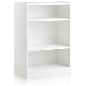 3-Tier Bookcase Open Display Rack Cabinet with Adjustable Shelves-White