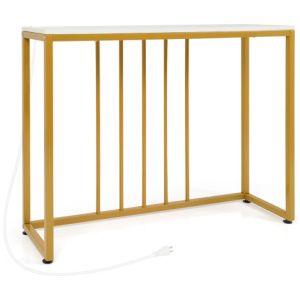 39"Modern Console Table with Built-in Charging Station-White