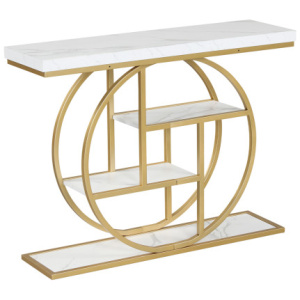 4-Tier Console Table 41 Inches Entryway Table with Storage Shelves-White