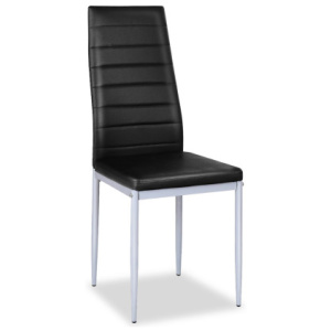 4 pcs PVC Leather Dining Side Chairs Elegant Design -Black