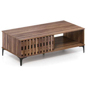 47 Inches Mid Century Coffee Table Farmhouse Wooden Center Table-Walnut