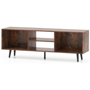 47.5 Inches TV Stand for 55-Inch TV with Compartments and Metal Legs-Rustic Brown