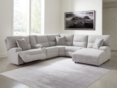 Acklen Place Next-Gen Nuvella™ Performance Fabric Dual Power Reclining Modular Sectional with Chaise, Pewter