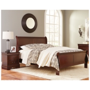 Alisdair Full Sleigh Bed with 2 Nightstands, Reddish Brown