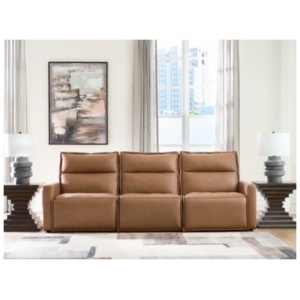 Arrington 3-Piece Dual Power Leather Reclining Modular Sofa, Butternut