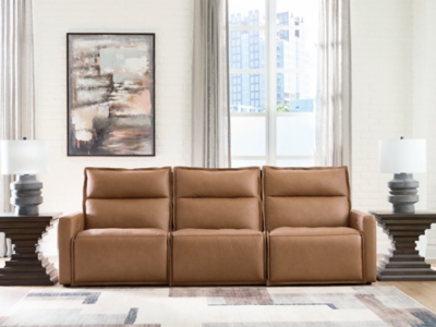 Arrington 3-Piece Dual Power Leather Reclining Modular Sofa, Butternut