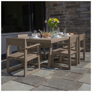 Bahia Verde Haven Outdoor Dining Table with 2 Armchairs and 4 Side Chairs, Cabana Tan