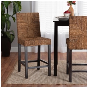 Bali & Pari Laymi Counter Height Bar Stool, Natural/Dark Brown