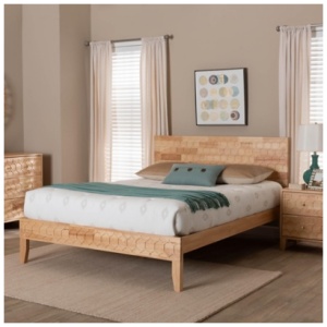 Baxton Studio Hosea Queen Panel Platform Bed, Natural