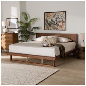 Baxton Studio Macayle King Platform Bed, Ash Walnut