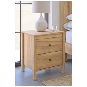 Bermacy 22" 2 Drawer Nightstand, Light Brown