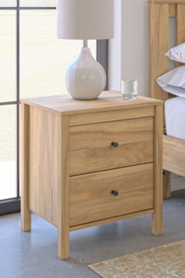 Bermacy 22" 2 Drawer Nightstand, Light Brown