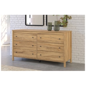 Bermacy 6 Drawer Dresser, Light Brown