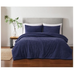 Brooklyn Loom Oversized Marshmallow 3-Piece King Comforter Set, Navy