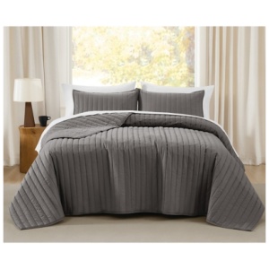 Brooklyn Loom Percale 3-Piece Full/Queen Quilt Set, Gray
