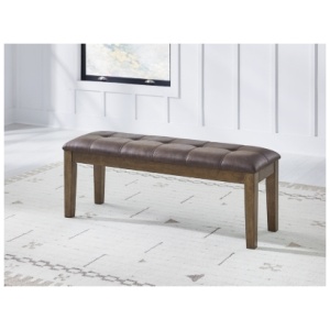 Broxtyn 50" Upholstered Dining Bench" Leather, Light Brown