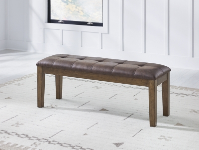 Broxtyn 50" Upholstered Dining Bench" Leather, Light Brown