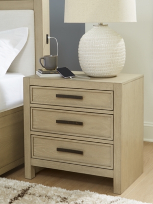Calmoro 26" 3 Drawer Nightstand, Gray