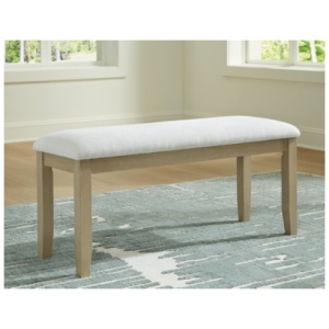Calmoro 44" Dining Bench, Off White/Gray