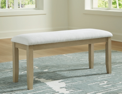 Calmoro 44" Dining Bench, Off White/Gray