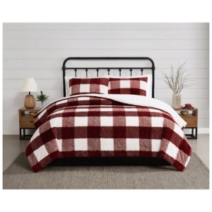 Cannon Cozy Buffalo Check 2-Piece Twin XL Comforter Set, Burgundy