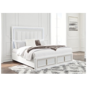 Chalanna Queen Upholstered Storage Bed Leather, White