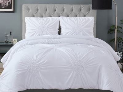 Christian Siriano NY Georgia 3 Piece King Comforter Set, White