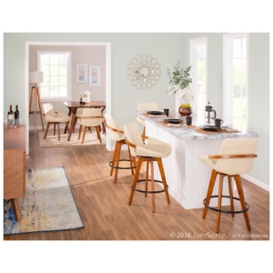 Damato Counter Height Bar Stool Leather, Yellow/Beige/Black