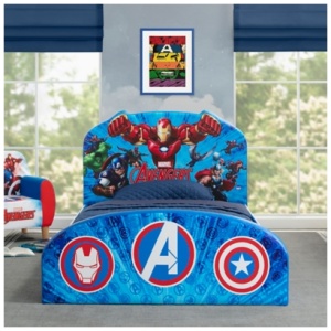 Delta Children Marvel Avengers Upholstered Twin Bed, Blue