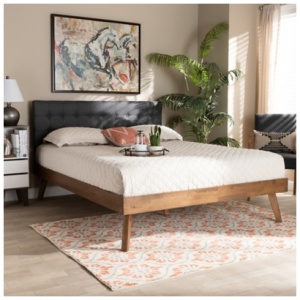 Devan Upholstered Queen Platform Bed, Charcoal