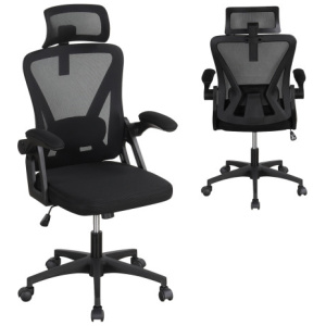 Ergonomic Mesh Office Chair with Adjustable Lumbar Support and Flip-up Armrests-Black