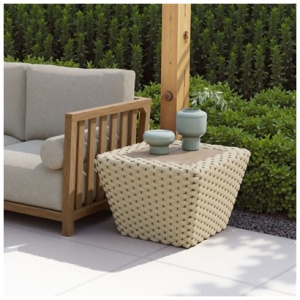 Erika Home Antul Outdoor Coffee Table, White/Natural