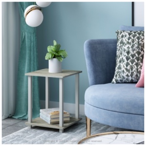 Furinno Simplistic End Tables (Set of 2), Sonoma Oak/White