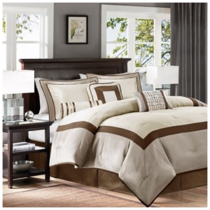 Genevieve California King 7 Piece Comforter Set, Taupe/Brown
