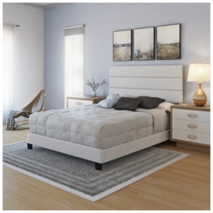 Harrianna Upholstered Faux Leather Platform Bed, White