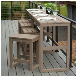 Highwood Monroe Outdoor Dining Table with 4 Stools, Woodland Brown
