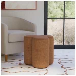 Homepop Clover Ottoman, Rust